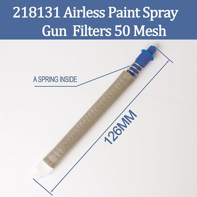 6-Pack 218131 50-Mesh Blue Airless Paint Spray Gun Filters, Compatible with Graco SG2 and SG3 Spray Guns