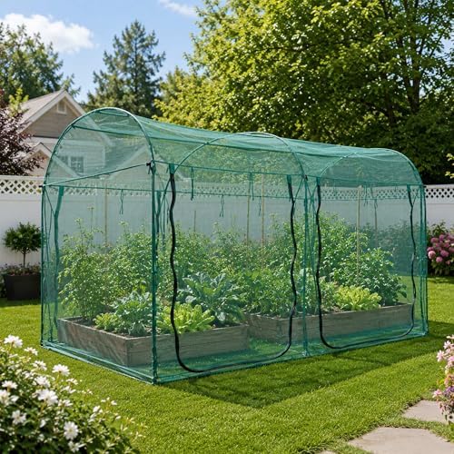 Poray Large Tunnel 10FTx6FT Plant Netting Cover, 6FT Tall Crop Cage Tomato Netting,Pest Guard Cover for Vegetables &Fruits,Durable Gardening Net for Plant and Animal