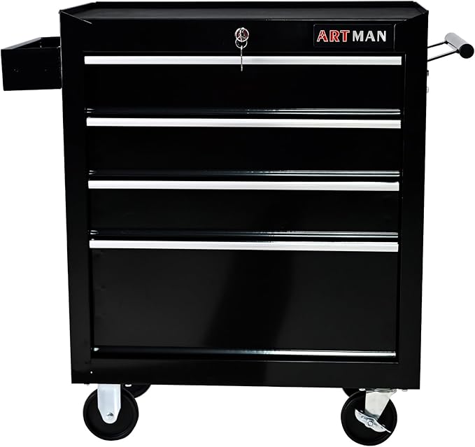4 Drawers Tool Cart on Wheels,Multifunctional Rolling Tool Chest Tool Storage,Drawers Rolling Tool Trolley Organizer Tool Case for Garage,Warehouse,Workshop,Repair Shop(Black)