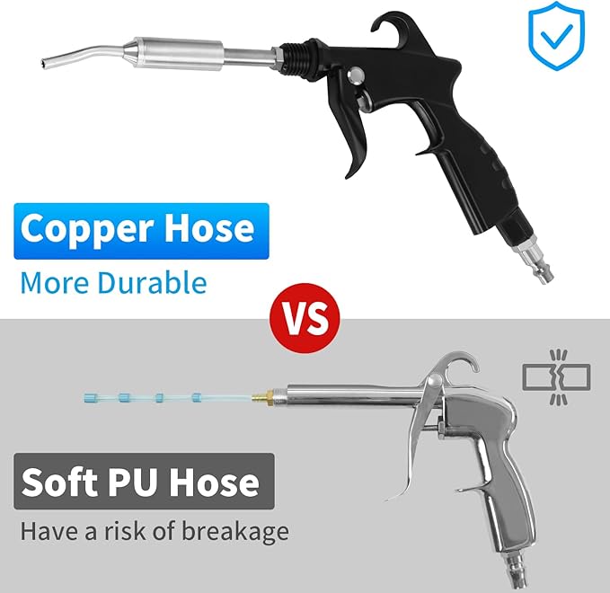 Car Cleaning Gun, High Pressure Air Blow Gun with 2 Nozzles, Air Cleaning Gun Detailing Kit, Interior Metal Dry Cleaning Gun Works with Air Compressor