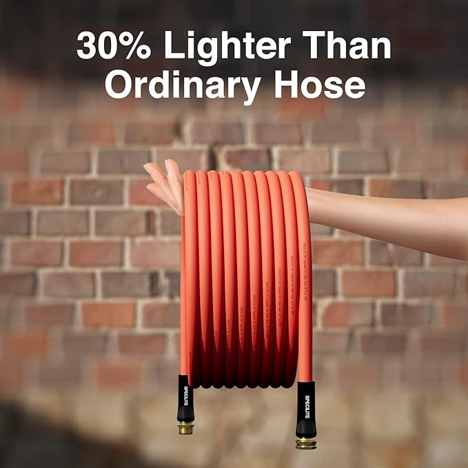 SPECILITE 3/4" Hot/Cold Garden Water Hose 200 ft, -50℉-190℉,Flexible & Lightweight With 3/4" Brass Fittings for Yard, Outdoor, Farm, Red