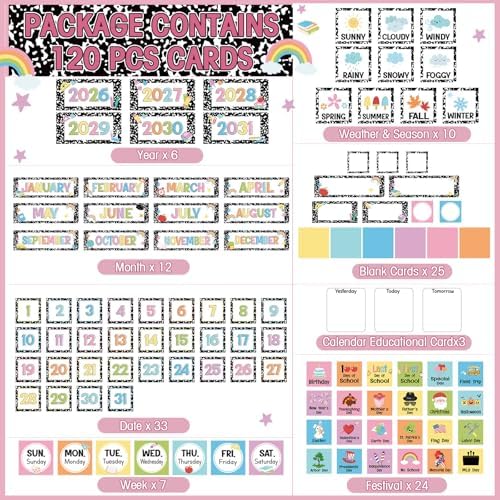 Sinload Classroom Calendar Pocket Chart Black, Composition