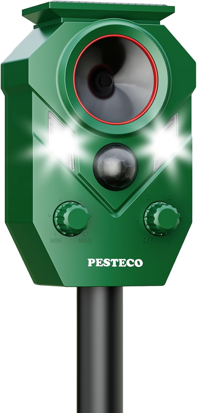 Solar Animal Repellent Outdoor, Ultrasonic Cat Repellent Outdoor, IP65 Waterproof Deer Repellent Deterrent Squirrel Racoon Skunk Rabbit, Dog Repellent for Yard Garden Lawn with RIP Sensor
