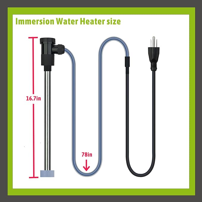 1800W Submersible Immersion Water Heater for Pool & Hot Tub – Portable Electric Heater with Wifi Timer and Auto Shut Off for Bathtub, Inflatable Pool, Above Ground Pool& baptismal pool