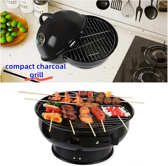 UFO-Shaped (Thickened) Portable Charcoal Grill,Folding Leg Design for Easy Storage & Portability,Easy-to-Assemble Small Tabletop Grill,Compact for Backyard and Patio BBQ,Outdoor Camping,and Tailgate