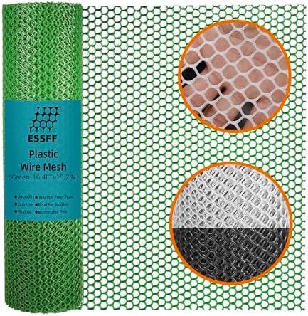 Pet & Garden Safeguard - 15.7IN x 16.4FT Roll - Green Plastic Netting, Multi-Use Decorative Fencing for Poultry, Dogs, Rabbits,Chicken and Snake Barrier