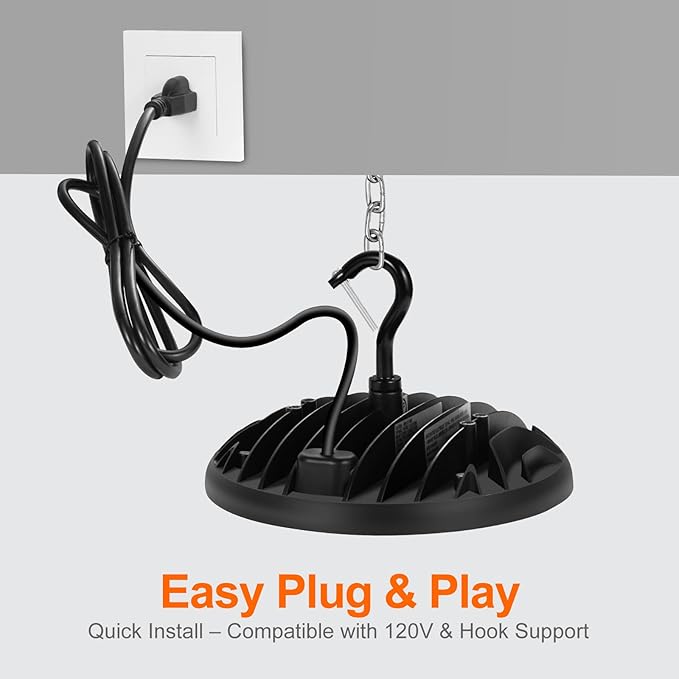 Sylvania UFO High Bay Led Shop Light, 150W, 16,500 LMS, 5000K, Daylight, 120V with 6 Foot Cord/Plug, Led Lights for Commercial Warehouse Workshop Factory Barn Garage, UL Listed - 1 Pack (66332)