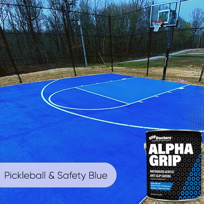 Alpha Grip Non-Slip Paint for Concrete & Asphalt – Non-Skid Coating Ideal for Striping Parking Lots, Playgrounds & Pavements (Safety Blue, 1 Gallon)