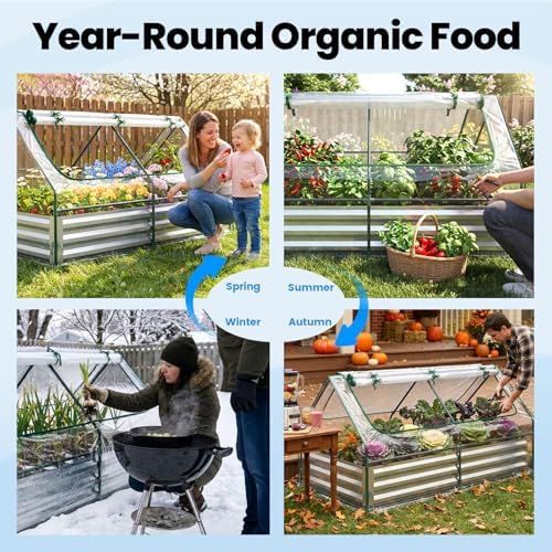 Quictent 6x3x1ft Galvanized Raised Garden Bed with Cover
