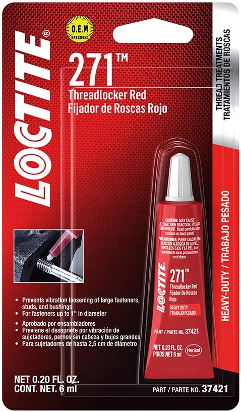LOCTITE 271 Threadlocker for Automotive: High-Strength, High-Temp, Anaerobic, Heavy-Duty Applications, Works on All Metals | Red, 6 ml Tube (PN: 37421-487232) (Pack of 3)