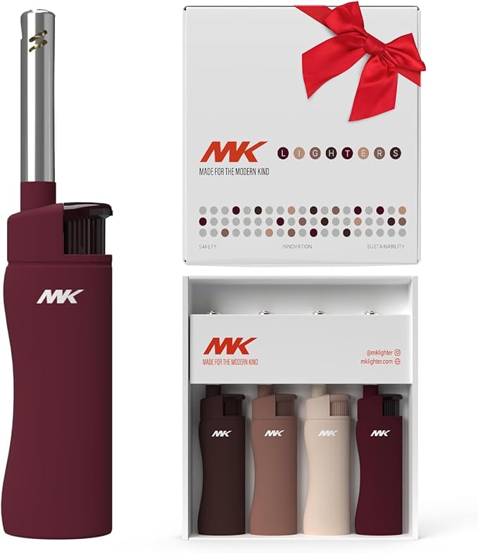 MK Candle Lighter, Butane Refillable Wind-Resistant Flame, 4-Pack for BBQ, Camping, Outdoor Use (Neutral-4PC)