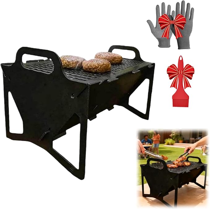 Slot Grill - asadores de carbon ，Collapsible BBQ Grill for Easy Storage, Lightweight & Compact, portable charcoal grill for camping, Tailgating & Outdoor Cooking