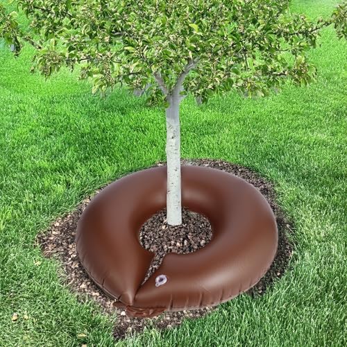 TezhiIe 3 Pack 15 Gallon Tree Watering Ring Bag, PVC Drip Irrigation Water Pouch Automatic Drip System, Watering Donuts for Trees, Deep Root & Low-Profile Slow Release Watering Bag
