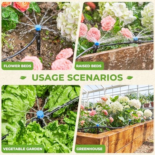 HIRALIY 200FT Drip Irrigation Kit for Garden Watering