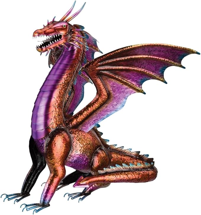 Regal Art & Gift Dragon Metal Statue – Indoor Outdoor Decorative Sculpture for Home & Garden Décor, Weather-Resistant Yard Art Figure for Patio, Lawn, Red