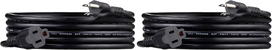 Amazon Basics Extension Cord, 13 Amps, 125V, 10 Foot, Black - Pack of 2
