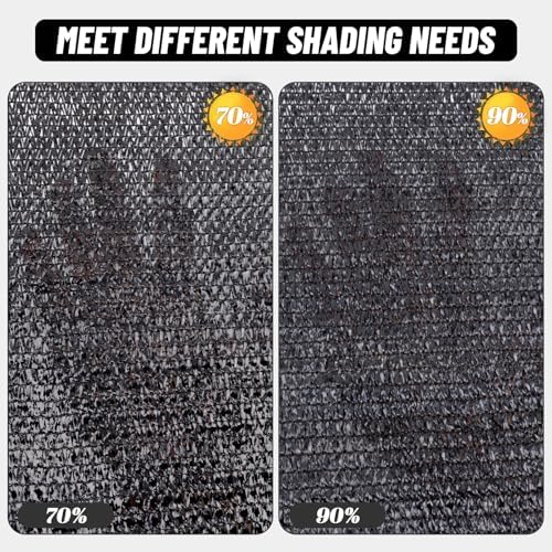 Cool Area Sun Shade Cloth with Grommets for Garden, 90% 6x12ft, Black