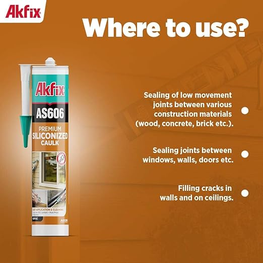 Akfix AS606 White Acrylic Latex Caulk for Painters (12x10.1 fl.oz.) - Siliconized Acrylic Caulk for Window and Door Sealing, Crack Filling, Baseboards & Trim, Odorless, Paintable | 12 Pack