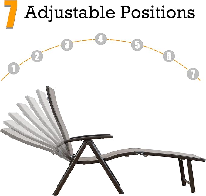 Kozyard Cozy Aluminum Reclining Lounge Chair - Perfect for Beach, Yard, Pool, and Patio Outdoor Chaise Lounge with Drink Holder, Weather Free Adjustable Assemble Free (Beige with Beige Strip Cushion)