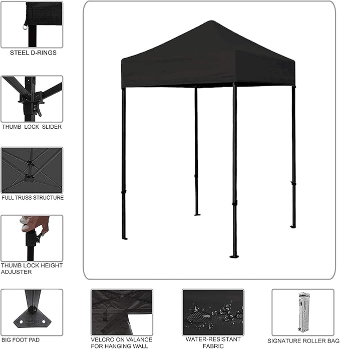 Eurmax USA 5'x5' Pop Up Canopy Tent Commercial Instant Canopies with Heavy Duty Roller Bag,Bonus 4 Sand Weights Bags (Blue)