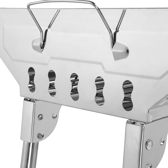 Folding Kabob Grill Stainless Steel, Foldable Barbecue Charcoal Grill, Kebab Grill for Camping Picnic Backyard Grilling Tailgating (28 x 13 x 27.5 inch)