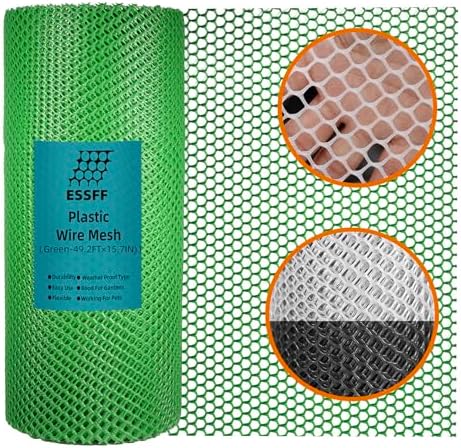 Pet & Garden Safeguard - 15.7IN x 49.2FT Roll - Green Plastic Netting, Multi-Use Decorative Fence for Poultry, Dogs, Rabbits,Chicken and Snake Barrier