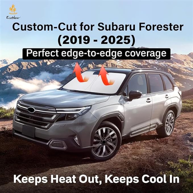 EcoNour Windshield Sunshade for Subaru Forester 2019-2025 | Custom Fit Car Visor Protector Keeps Interior Cool & Comfort | Foldable Window Shade Blocks UV Rays & Heat | Interior Protection Accessories