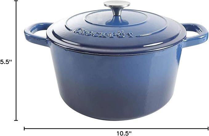 Crock-Pot Artisan Round Enameled Cast Iron Dutch Oven, 7-Quart, Sapphire Blue