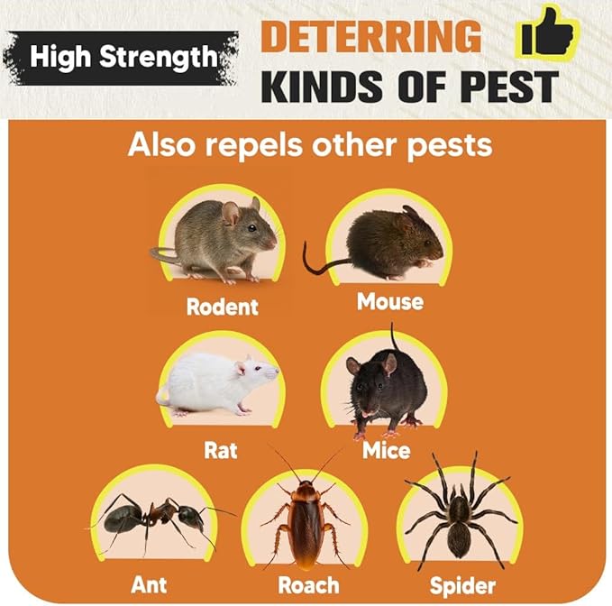 Pest Repellent, Mouse Repellent, Rodent Repellent for Indoor/Outdoor, Mice Repellent Indoor, Natural Rat Repellent for House, Keep Mice, Roach, Ant and Spider Away from Home, Protects 120 sq ft - 8P