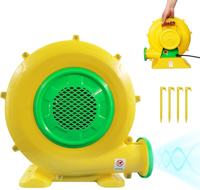 Air Blower, 480W 0.64HP Bounce House Blower, Portable Inflatable Bubble HOU-se Blo-wer, Perfect for Inflatable Bounce House, Bouncy Castle, Jumper, Water Slid, Corded(480 Watt 0.6HP)