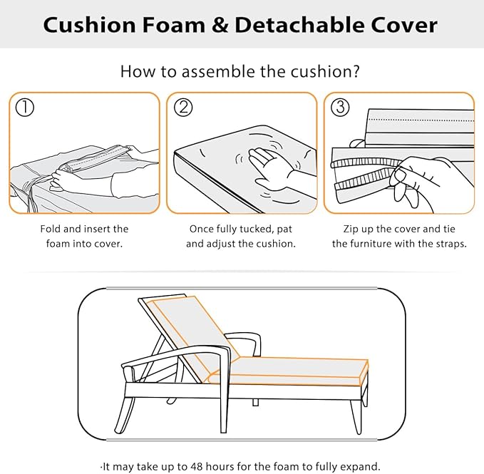 Sundale Outdoor Olefin Chaise Lounge Cushion, Water-Resistant Patio Lounge Chair Cushion, Thick Lounger Pad with 4 Straps Dark Green, 80 x 26 x 4 Inches