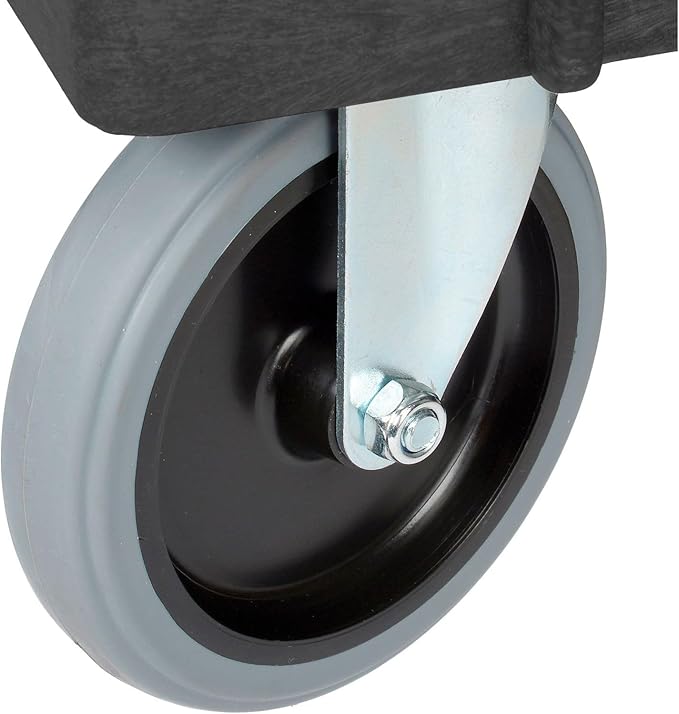 Global Industrial Industrial Service & Utility Cart, Plastic 2 Shelf Tray Black, 38” x 17-1/2”, 5" Rubber Casters