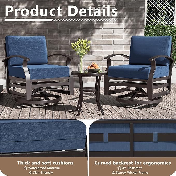 10-seat Aluminum Patio Furniture Set with Fire Pit Table, L-Shaped Sectional Sofa with 5.1" Cushions, High Backrest & 2 Footstools, Durable Outdoor patio Furniture Set, Backyard, Poolside - Blue