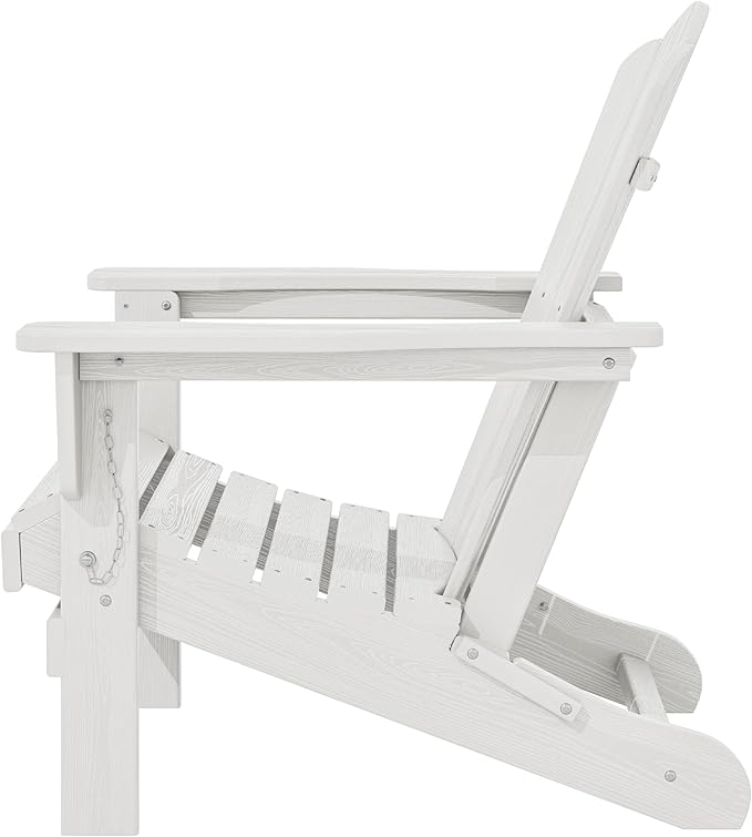 KINGYES Folding Adirondack Chair Set of 6, HDPE All-Weather Folding Adirondack Chair, White