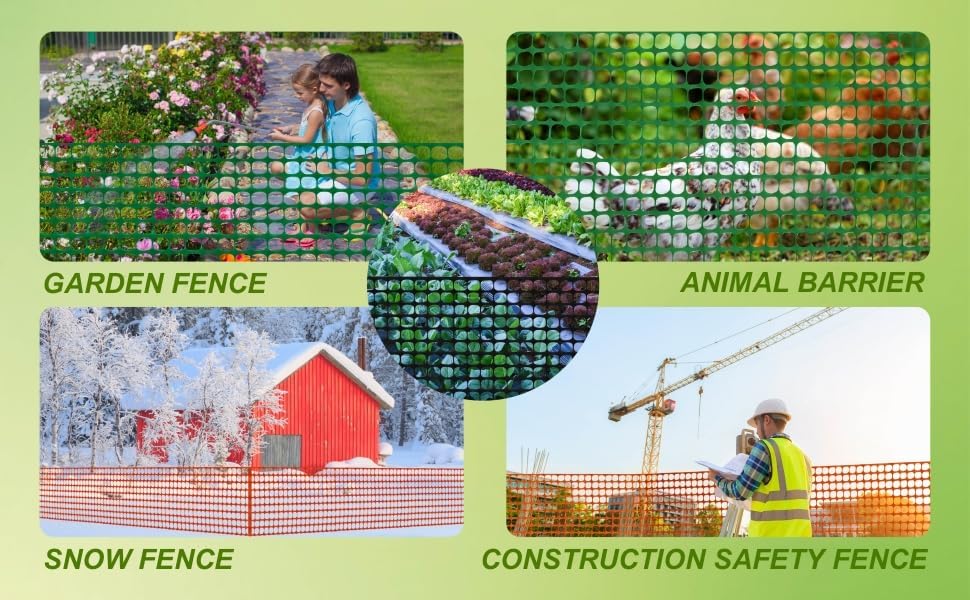 PotatoLife 4'x100' Plastic Mesh Fence Extra Strength with Zip Ties, Green