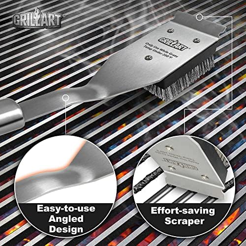 GRILLART Grill Brush and Scraper, Wire BBQ Grill Brush for Outdoor Grill, 16.5” Grill Cleaning Brush BBQ Grill Accessories, Safe Grill Cleaner Brush-Ideal Gift for Men/Dad BBQ Brush for Grill Cleaning