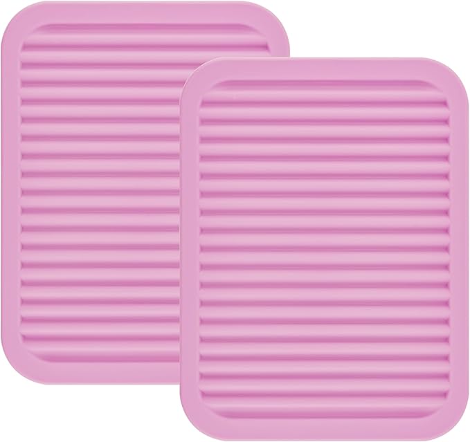 Silicone Trivets for Hot Pots and Pans, Hot Pads for Kitchen Counter, Multi-Purpose & Versatile Trivet Mat, 9x12 Inch Heat Resistant Pot Holders Mats for Table Tops Pink