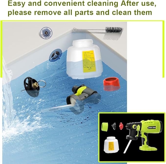 Paint Sprayer Compatible with Roybi 18V Lithium Battery, Cordless Paint Sprayer HVLP Spray Gun with Copper Nozzle, 200W Power Easy to Clean for Home Interior,Exterior, Renovation(Tool Only)