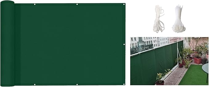 4'x25' Dark Green Privacy Fence Screen, 100% Solid Non-See-Through Privacy Fence Panel, Garden Privacy Fence, Full Privacy for Balcony, Backyard,Porch, Railing and Pool