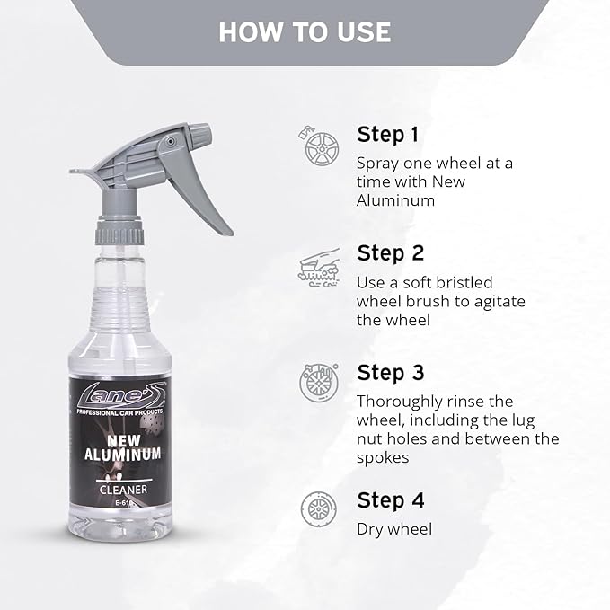 LANE'S New Aluminum Car Wheel Cleaner | Acid Rim Cleaner and Brightener | Brake Dust, Oxidation & Rust Remover for Motorcycles, Cars, Trucks | Shines & Eliminates Hard Scrubbing | 16oz
