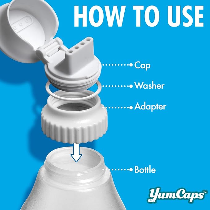 Squeeze Bottle with 4 Unique Cap Adapters – 2 Refillable Sauce Bottles For Condiments and Dressings - Drizzle Mess-Free, Precise Control