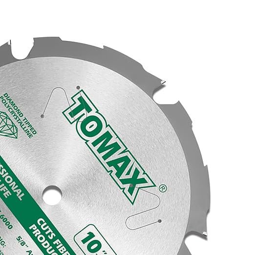 TOMAX PCDM10 Inch 6 Tooth Polycrystalline Diamond Tipped (PCD) Hardie Fiber Cement Saw Blade with 5/8-Inch Arbor