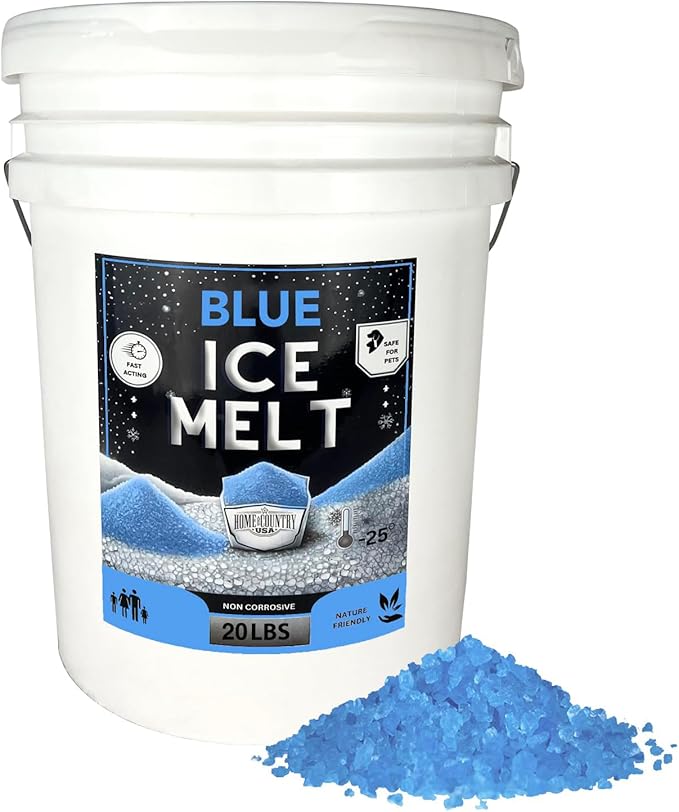 Peach Country Blue Ice Melt -25°F Effective, Pet Safe Eco-Friendly De-Icer, Fast-Acting Granules for Driveways, Walkways & Entryways, 20 lb Pail