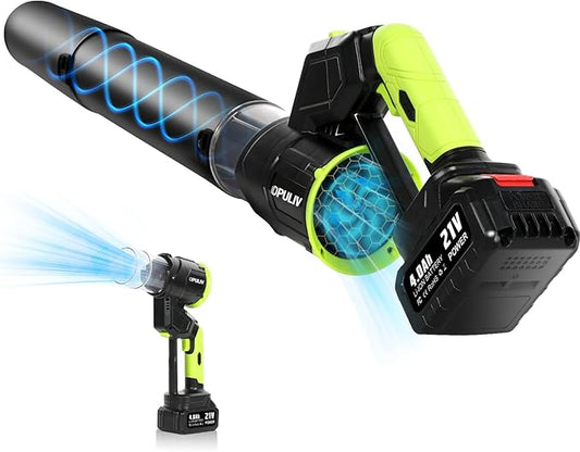 Leaf Blower Cordless, Electric Cordless Leaf Blower w/ 2 Batteries & Charger, 4 Wind Speed, 2 Handheld Modes, 4.0/5.0AH Battery, Lightweight Blowers for Patio Cleaning, Lawn Care, Yard, Garage