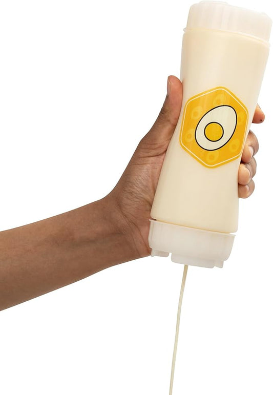 No‑Drip FIFO Mayo Squeeze Bottle – 18oz BPA-Free Refillable Dispenser with White Twist Cap for Mess-Free Squeezing – Ideal for Mayonnaise, Aioli, Ranch, Creamy Dressings & Prep Use