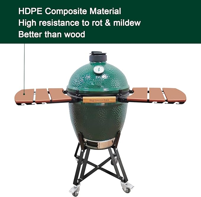 Side Shelves Upgrade Plus Big Green Egg Accessories, Composite 3 Slat Egg Mates for XLarge Big Green Egg with Folding Side Shelves Replacement Parts Grill
