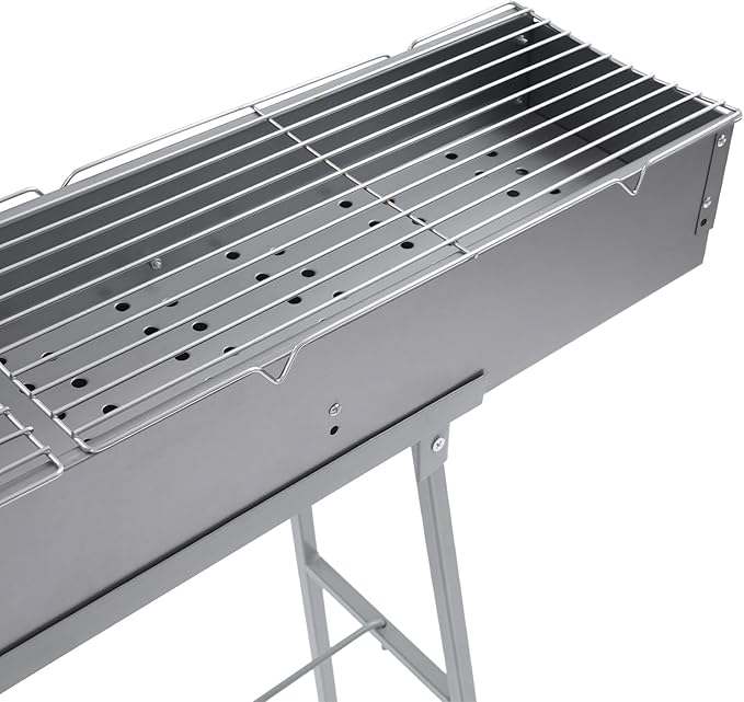 Barbecue Grill Foldable Portable Barbecue Grill, Zinc-iron Alloy 39.3 * 7in Adjustable Air Door 88LBS Load, Foldable Stand