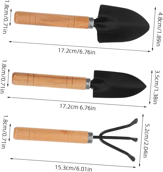 DOITOOL 3pcs Garden Tool Set Heavy Duty Mini Gardening Supplies with Ergonomic Handles Includes Cultivator Rake Transplant Trowel and Small Shovel for Beginners and Small Space Gardening