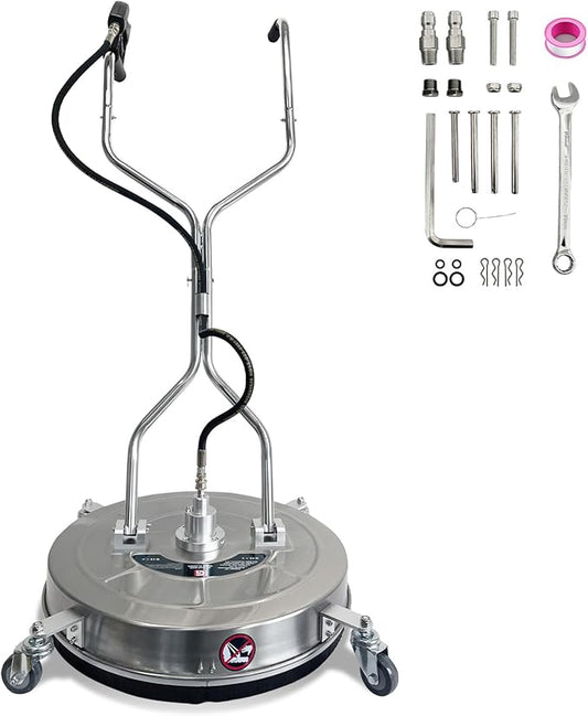 Garvee 24" Pressure Washer Surface Cleaner with 4 Wheels&Dual Handles, 4900PSI Stainless Steel Surface Cleaner Attachment for Pressure Washer for Concrete Driveway Sidewalk Deck Patio (30 in)