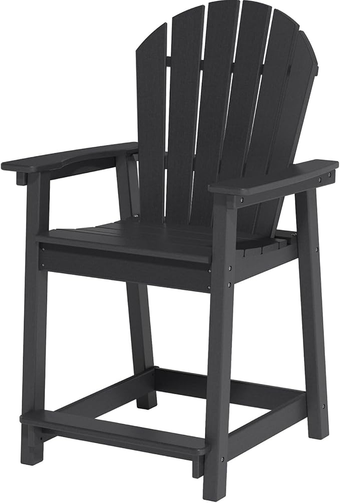 OTSUN Outdoor Tall Adirondack Chair, HDPE Weather Resistant Outdoor Chair for Garden, Backyard, Poolside, Capacity 400LBS (1 PC, Black)